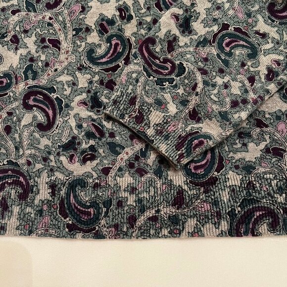 Talbots Sweater Long Sleeve Paisley Brushed Cotton Knit Sweater Petite Large EUC - Picture 6 of 11